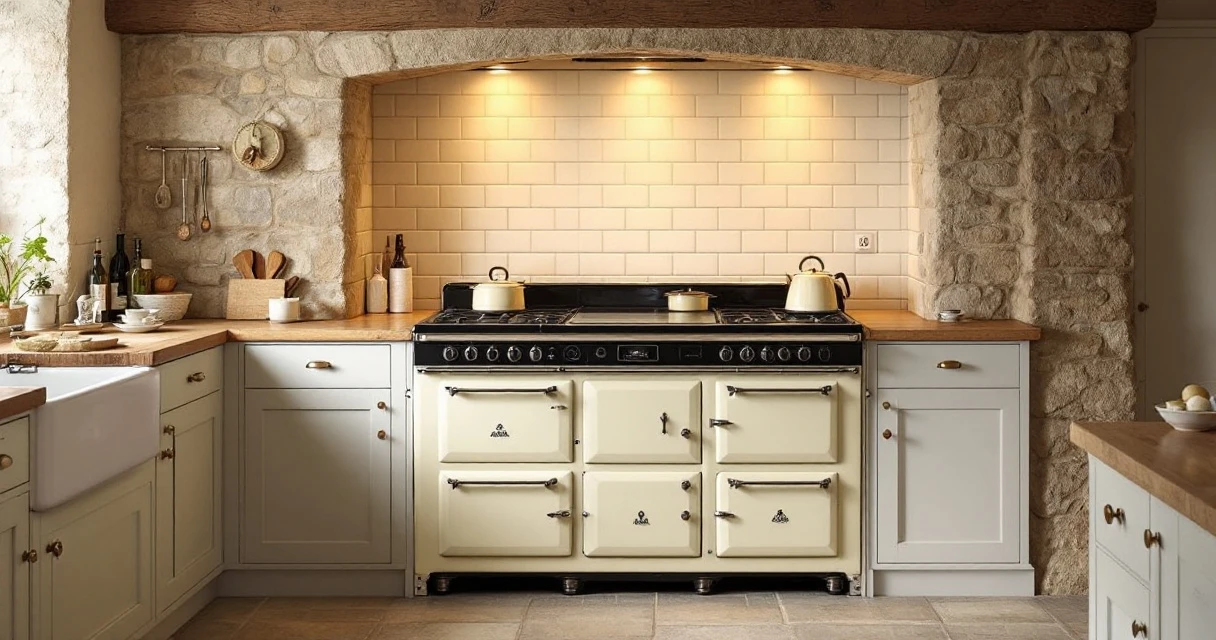 Rayburn range cooker in a Devon farmhouse kitchen